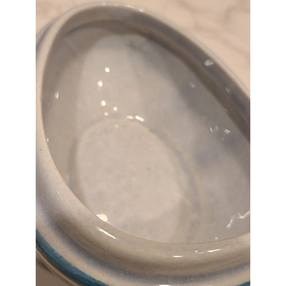 Tonala Pottery 5" Egg Shaped Trinket Box Hand Painted Blue Bird Folk Art Mexico - Picture 15 of 15